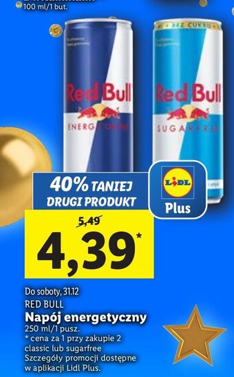 Lidl Napój energetyczny bez cukru red bull oferta