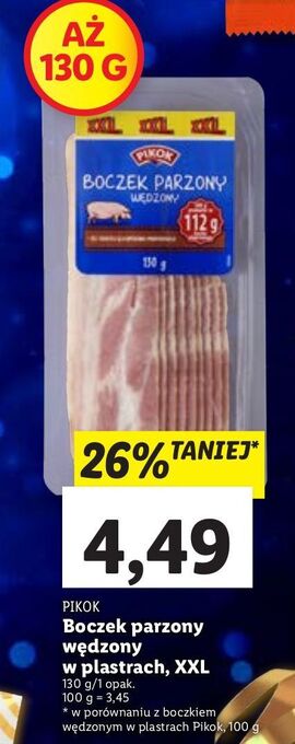 Lidl Boczek parzowny wędzony w plastrach pikok oferta
