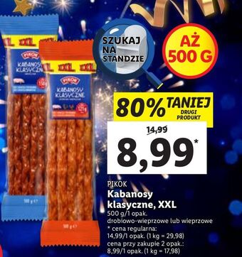 Lidl Kabanosy drobiowo-wieprzowe xxl pikok oferta