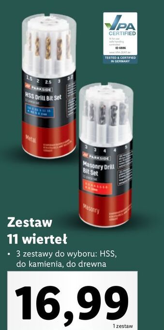 Lidl Zestaw wierteł hss parkside oferta