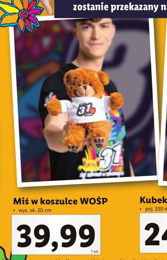 Lidl Miś w koszulce wośp 20 cm oferta