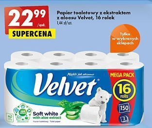 Biedronka Papier toaletowy z aloesem velvet oferta