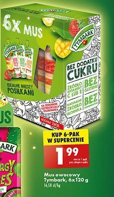 Biedronka Mus pomarańcza-marakuja-jabłko-banan tymbark 100% owoców oferta