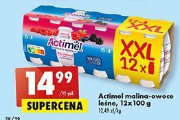 Biedronka Jogurt mleko fermentowane o smaku malinowym i owoce leśne-truskawka danone actimel oferta