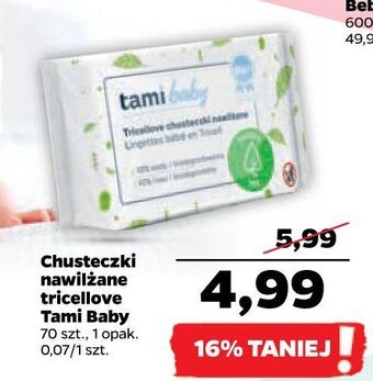 Netto Chusteczki tricellove nawilżane tami baby oferta
