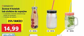 Lidl Słoik ze słomką 440 ml 1 OPAK 4 SZT oferta