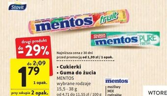 Intermarche Guma do żucia spearmint mentos pure fresh oferta