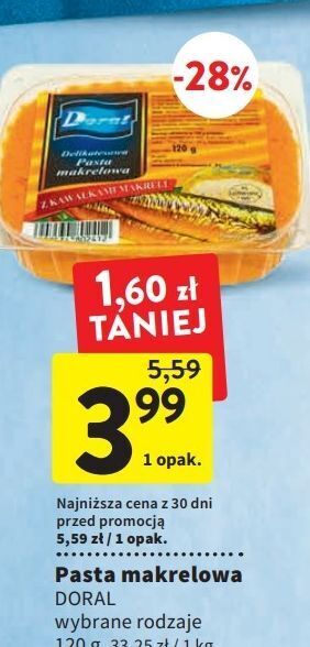 Intermarche Pasta makrelowa z kawałkami makreli doral oferta