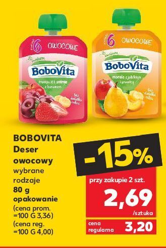 Kaufland Mus truskawki i wiśnie z bananem bobovita oferta