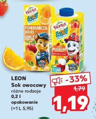 Kaufland Sok jabłko-brzoskwinia-pomarańcza hortex leon oferta