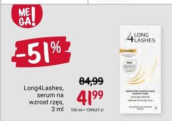 Rossmann Serum przyspieszające wzrost rzęs long4lashes oferta