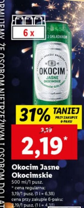 Lidl Piwo okocim jasne okocimskie oferta