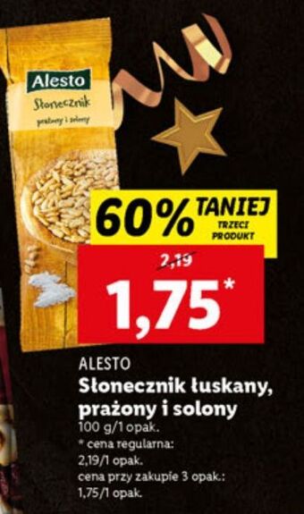Lidl Słonecznik łuskany prażony solony alesto oferta