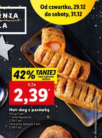 Lidl Hot dog z parówką chrupiące z pieca oferta