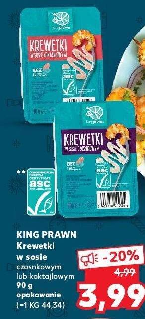 Kaufland Krewetki w sosie czosnkowym king prawn oferta