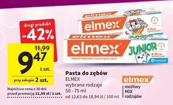 Intermarche Pasta do zębów dla dzieci w wieku 0-6 lat elmex junior oferta