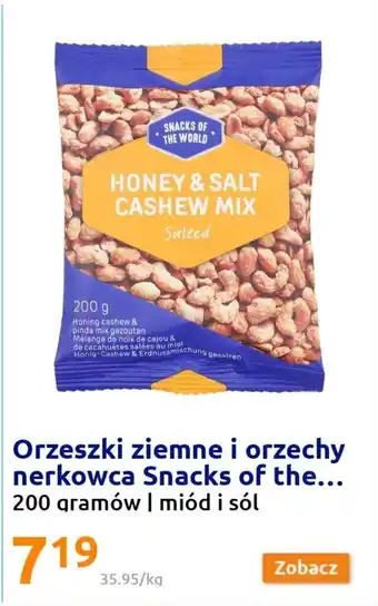 Action Snack of the World Orzeszki ziemne i orzechy nerkowca 200g miód i sól oferta