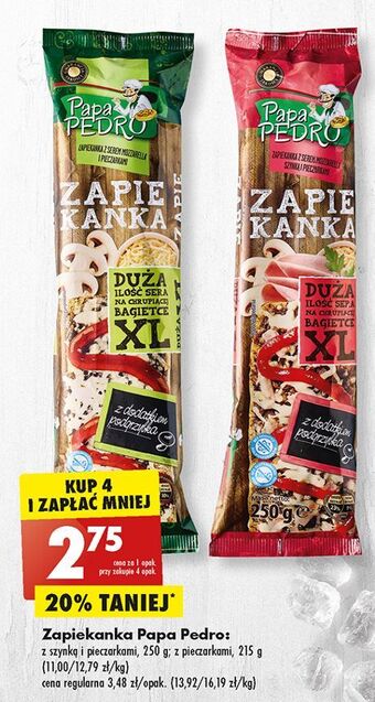 Biedronka Zapiekanka z serem mozzarella szynką i pieczarkami xl papa pedro oferta
