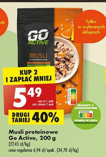 Biedronka Musli wysokobiałkowe go active oferta