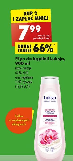 Biedronka Płyn do kąpieli rose & milk protein luksja creamy soft oferta