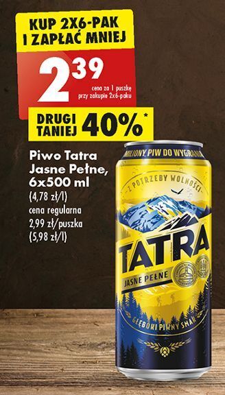Biedronka Piwo tatra jasne pełne oferta
