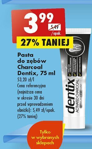 Biedronka Pasta do zębów activated charcoal dentix oferta
