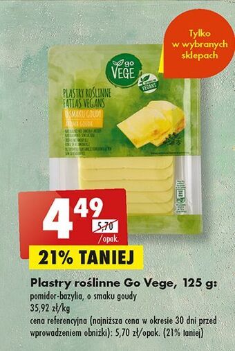 Biedronka Plastry roślinne o smaku pomidora i bazylii govege oferta