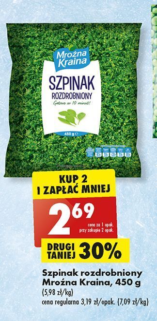 Biedronka Szpinak rozdrobniony mroźna kraina oferta