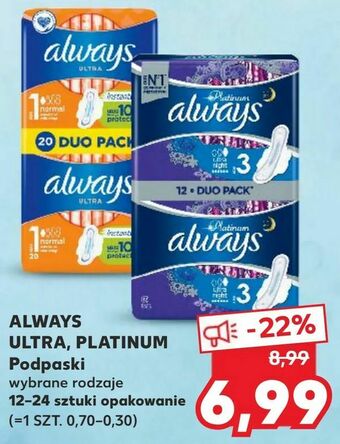 Kaufland ALWAYS ULTRA, PLATINUM Podpaski oferta