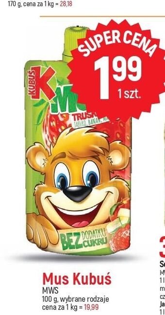 E.Leclerc Mus truskawka-jabłko-banan-marchew kubuś 100% oferta