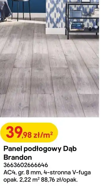 Castorama Panel podłogowy Dąb Brandon AC4, gr. 8mm, 4-stronna V-fuga, opak. 2,22m2 oferta