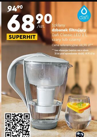 Biedronka Dzbanek filtrujący classic led 2 l czarny dafi oferta