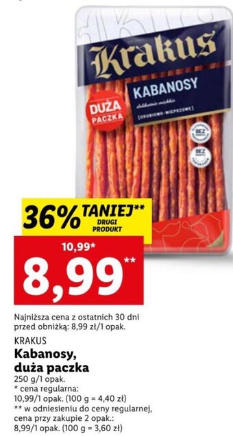 Lidl Krakus Kabanosy, duża paczka 250g oferta