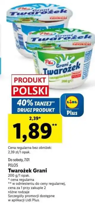 Lidl Pilos Twarożek Grani 200g oferta