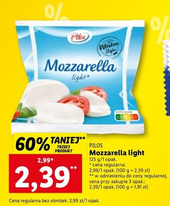 Lidl Ser mozzarella light mini pilos oferta