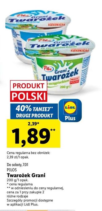 Lidl Twarożek grani ze szczypiorkiem pilos oferta