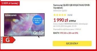 RTV EURO AGD Samsung QLED QE43Q67AAU DVB-T2/HEVC Telewizor oferta