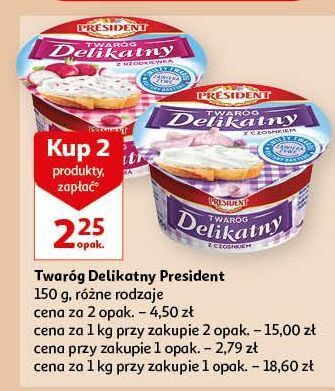 Auchan Twaróg delikatny z czosnkiem president oferta