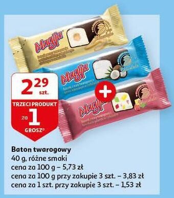 Auchan Batonik z masy twarogowej kawałkami galaretki w czekoladzie magija oferta