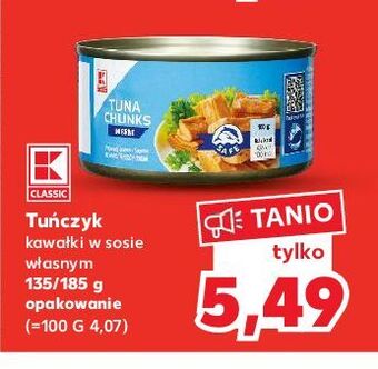 Kaufland Tuńczyk kawałki w sosie własnym k-classic oferta