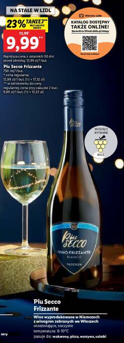 Lidl Wino piu secco frizzante bianco oferta