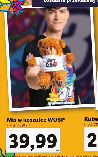 Lidl Miś w koszulce wośp 20 cm oferta