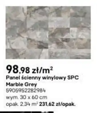 Castorama Panel ścienny winylowy SPC Marble Grey wym. 30x60cm opak. 2,34m2 oferta