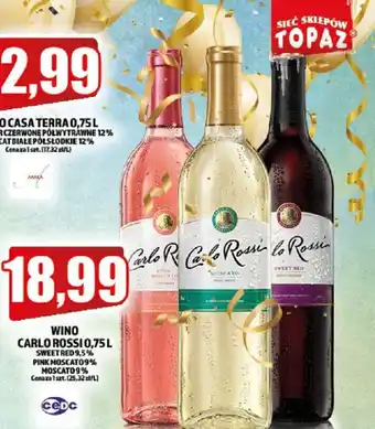 Topaz Carlo Rossi Wino 0,75l sweet red 9,5% pink moscato 9% moscato 9% oferta