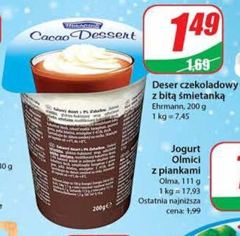 Dino Deser czekoladowy z bitą śmietaną ehrmann oferta