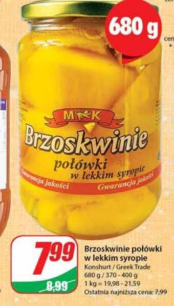 Dino Brzoskwinie połówki w lekkim syropie m&k oferta