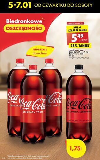Biedronka Coca-cola Napój gazowany i Coca-cola Zero Cukru 1,75l oferta
