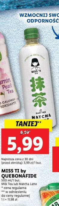 Lidl Napój matcha latte miss ti by quebonafide oferta
