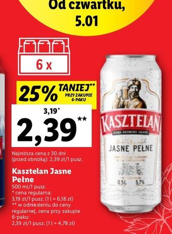Lidl Piwo kasztelan jasne pełne oferta