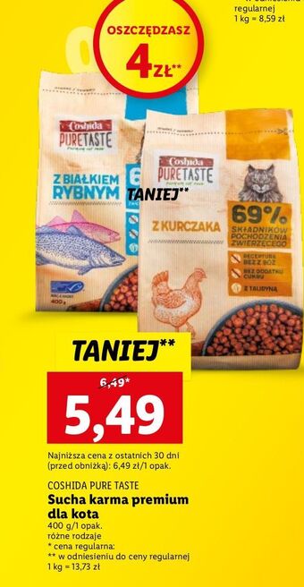 Lidl Karma dla kota z kurczakiem coshida pure taste oferta